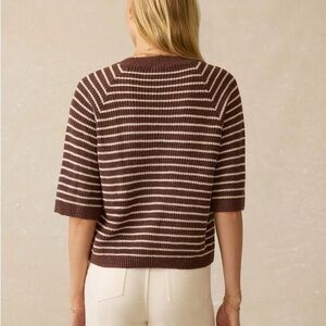 Faherty Striped Brown and Cream Women's Sweater